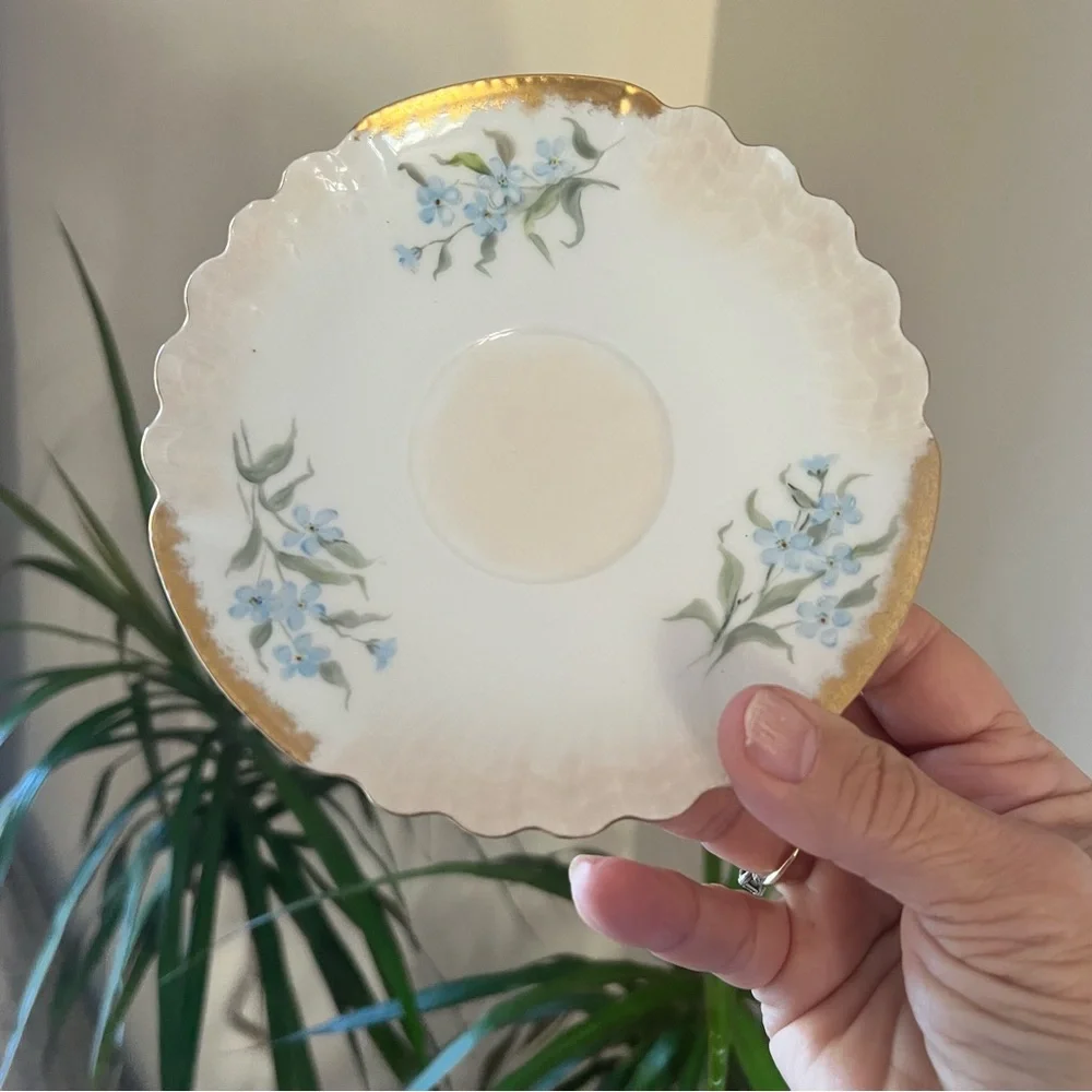3 vintage Limoges porcelain saucers lovely floral great for many uses - …